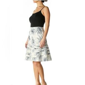 Voila Floral Cotton Skirt with Cut Out Detail Navu and White  Size 12